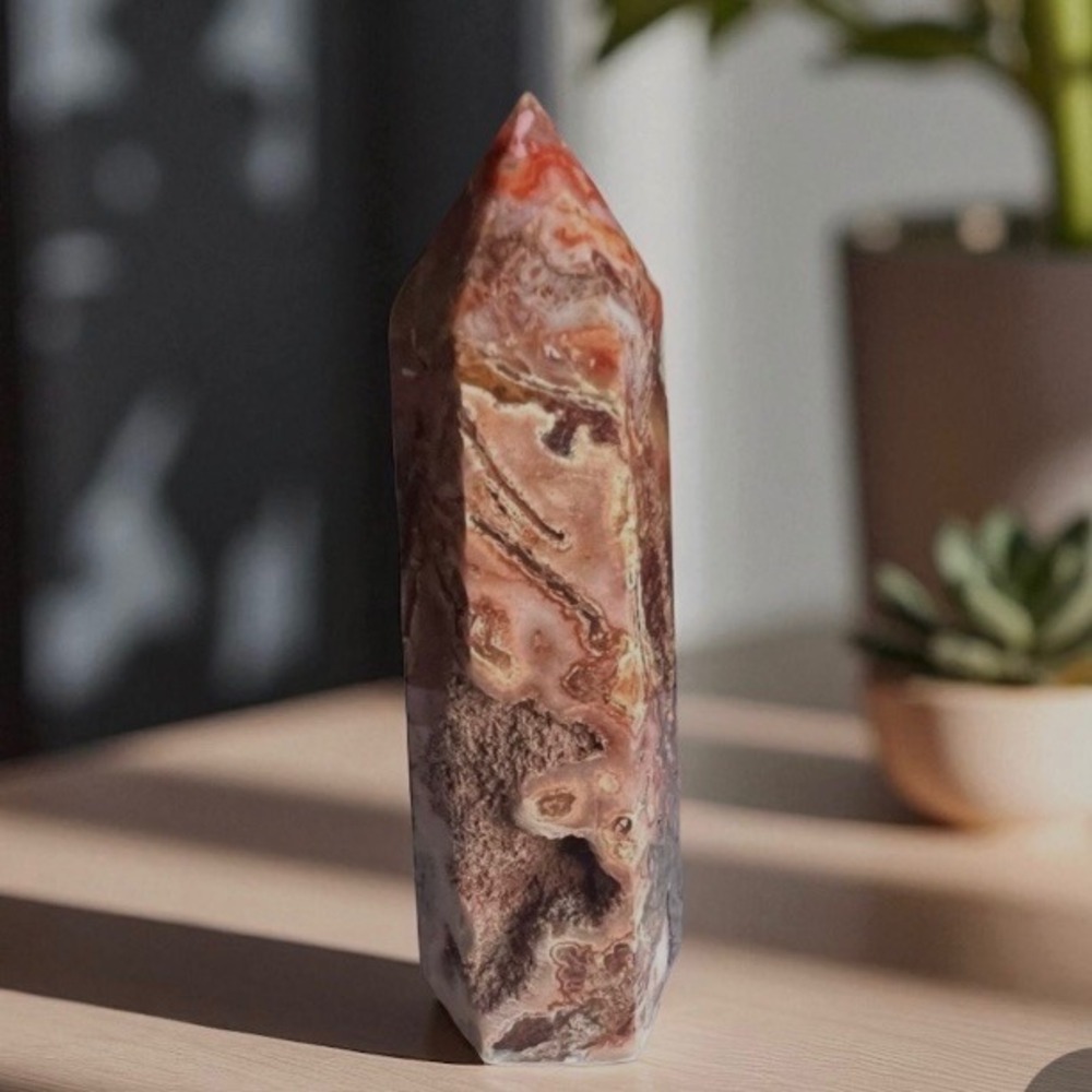 Crazy Lace Agate Crystal Tower |‎ Energy Healing Home Décor Spiritual Cleansing